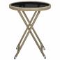 Preview: Beistelltisch Beige 60 cm Poly Rattan und Hartglas