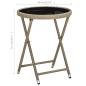 Preview: Beistelltisch Beige 60 cm Poly Rattan und Hartglas
