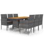 Preview: 7-tlg. Garten-Essgruppe Poly Rattan Grau