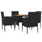 Preview: 5-tlg. Garten-Essgruppe Poly Rattan Schwarz