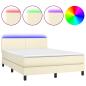 Preview: Boxspringbett mit Matratze & LED Creme 140x200 cm Kunstleder