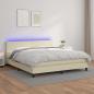 Preview: ARDEBO.de - Boxspringbett mit Matratze & LED Creme 160x200 cm Kunstleder