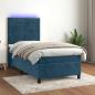 Preview: ARDEBO.de - Boxspringbett mit Matratze & LED Dunkelblau 80x200 cm Samt