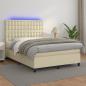 Preview: ARDEBO.de - Boxspringbett mit Matratze & LED Creme 140x190 cm Kunstleder
