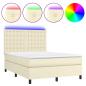 Preview: Boxspringbett mit Matratze & LED Creme 140x190 cm Kunstleder