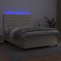 Preview: Boxspringbett mit Matratze & LED Creme 140x190 cm Kunstleder