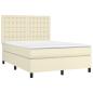 Preview: Boxspringbett mit Matratze & LED Creme 140x190 cm Kunstleder