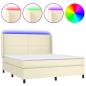 Preview: Boxspringbett mit Matratze & LED Creme 180x200 cm Kunstleder