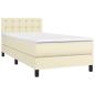 Preview: Boxspringbett mit Matratze Creme 90x190 cm Kunstleder