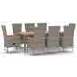 Preview: 9-tlg. Garten-Essgruppe mit Kissen Grau Poly Rattan