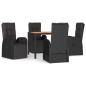 Preview: 5-tlg. Garten-Essgruppe mit Kissen Schwarz Poly Rattan