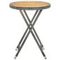 Preview: Beistelltisch Grau 60 cm Poly Rattan und Akazie Massivholz