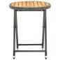 Preview: Beistelltisch Grau 60 cm Poly Rattan und Akazie Massivholz