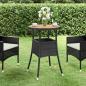 Preview: ARDEBO.de - Gartentisch Ø60x75 cm Akazienholz und Poly Rattan Schwarz