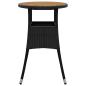 Preview: Gartentisch Ø60x75 cm Akazienholz und Poly Rattan Schwarz