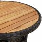 Preview: Gartentisch Ø60x75 cm Akazienholz und Poly Rattan Schwarz