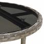 Preview: Gartentisch Ø60x75 cm Hartglas und Poly Rattan Grau