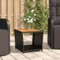 Preview: ARDEBO.de - Beistelltisch mit Holzplatte Schwarz Poly Rattan & Akazienholz