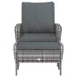 Preview: Gartenstuhl mit Fußhocker Grau Poly Rattan