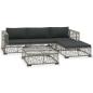 Preview: 5-tlg. Garten-Lounge-Set mit Kissen Poly Rattan Grau