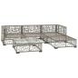 Preview: 5-tlg. Garten-Lounge-Set mit Kissen Poly Rattan Grau