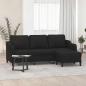 Preview: ARDEBO.de - 3-Sitzer-Sofa mit Hocker Schwarz 180 cm Stoff