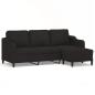 Preview: 3-Sitzer-Sofa mit Hocker Schwarz 180 cm Stoff