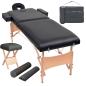 Preview: ARDEBO.de - Massageliege 2-Zonen mit Hocker Klappbar 10 cm Sitz Schwarz