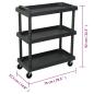 Preview: Werkstattwagen 3 Etagen Schwarz 75x37,5x92 cm PP