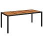 Preview: Gartentisch mit Holzplatte Schwarz 190x90x75 cm Poly Rattan