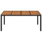Preview: Gartentisch mit Holzplatte Schwarz 190x90x75 cm Poly Rattan