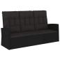 Preview: Gartenbank mit Liegefunktion & Kissen Schwarz 173cm Poly Rattan