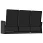 Preview: Gartenbank mit Liegefunktion & Kissen Schwarz 173cm Poly Rattan