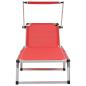 Preview: Klappbare Sonnenliegen mit Dach 2 Stk. Aluminium Textilene Rot