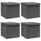 Preview: ARDEBO.de - Aufbewahrungsboxen mit Deckeln 4 Stk. Grau 32x32x32 cm Stoff