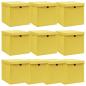 Preview: ARDEBO.de - Aufbewahrungsboxen mit Deckeln 10 Stk. Gelb 32x32x32 cm Stoff