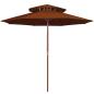 Preview: ARDEBO.de - Sonnenschirm mit Doppeldach und Holz-Mast Terrakotta 270 cm