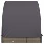 Preview: 2-Personen-Sonnenliege mit Dach Grau 211x112x140 Poly Rattan