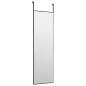 Preview: Türspiegel Schwarz 30x100 cm Glas und Aluminium