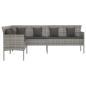Preview: Gartensofa in L-Form mit Kissen Grau Poly Rattan