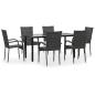 Preview: 7-tlg. Garten-Essgruppe Grau Poly Rattan
