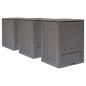 Preview: ARDEBO.de - Gartenkomposter 3 Stk. Braun 60x60x83cm 900 L Kunststoff Rattan