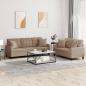 Preview: ARDEBO.de - 2-tlg. Sofagarnitur mit Kissen Cappuccino-Braun Kunstleder