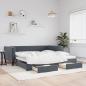 Preview: ARDEBO.de - Tagesbett Ausziehbar mit Schubladen Dunkelgrau 100x200 cm Samt