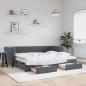 Preview: ARDEBO.de - Tagesbett Ausziehbar mit Schubladen Dunkelgrau 90x190 cm Samt