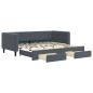 Preview: Tagesbett Ausziehbar mit Schubladen Dunkelgrau 90x190 cm Samt