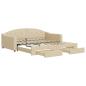 Preview: Tagesbett Ausziehbar mit Schubladen Creme 100x200 cm Stoff