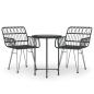 Preview: 3-tlg. Garten-Essgruppe Schwarz Poly Rattan