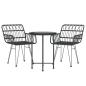 Preview: 3-tlg. Garten-Essgruppe Schwarz Poly Rattan
