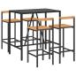 Preview: 5-tlg. Gartenbar-Set Schwarz Poly Rattan & Massivholz Akazie